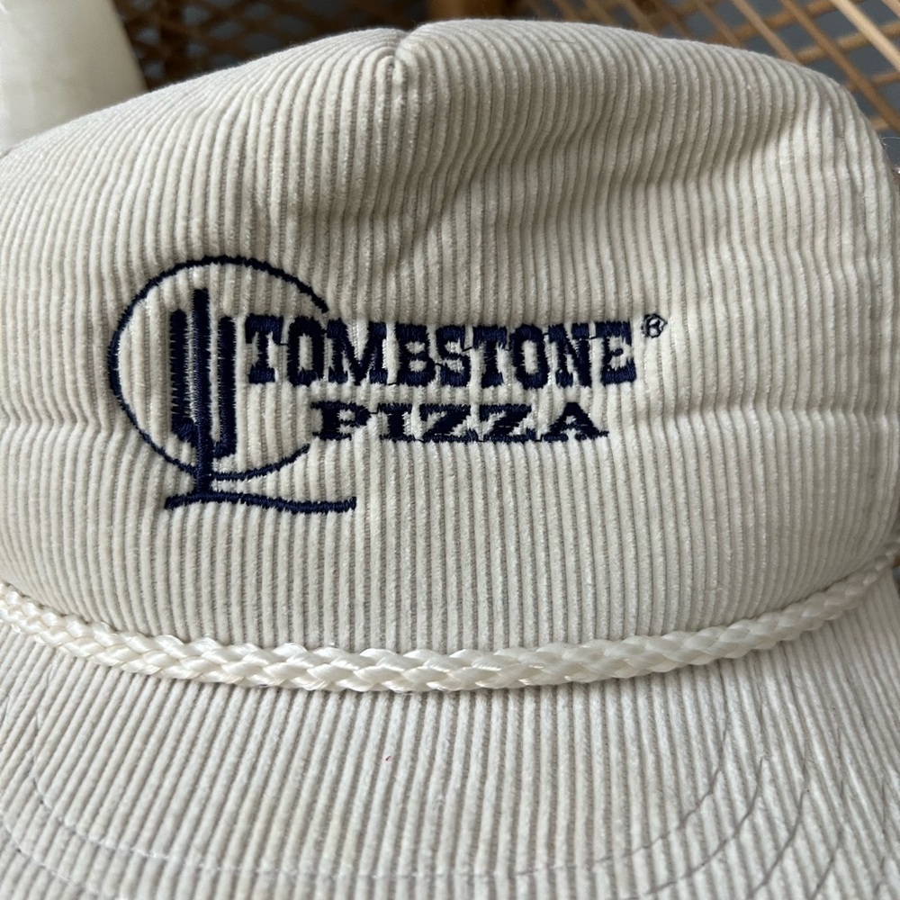 Vintage Tombstone Pizza Corduroy Snapback Trucker Hat - Picture 3 of 9